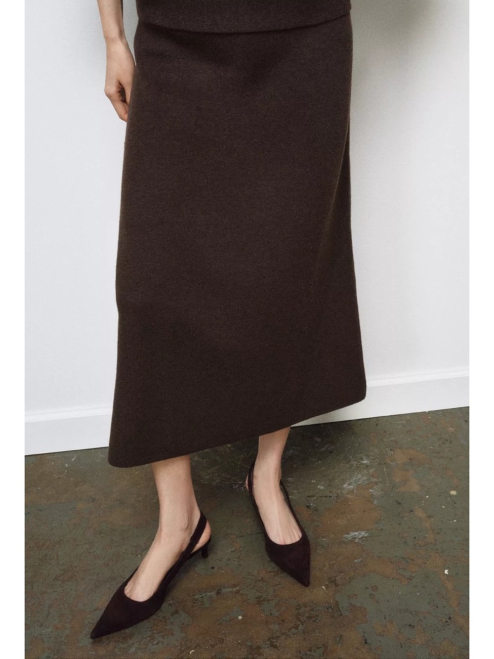 Zara Brown Midi A-Line Skirt